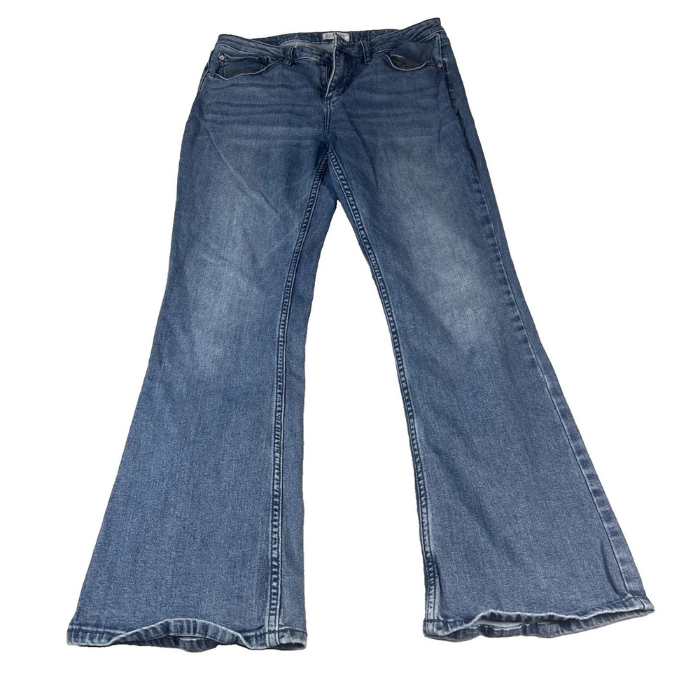 Shyanne Womens 31 Bootcut Flare Jeans Blue Medium Wash Western Stretch Denim